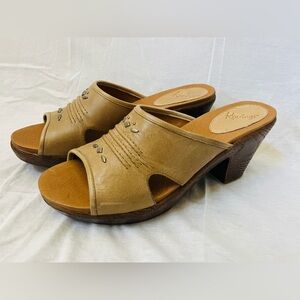 Kravings Leather Women's Heeled Mules with Stud Accents NWT size 11